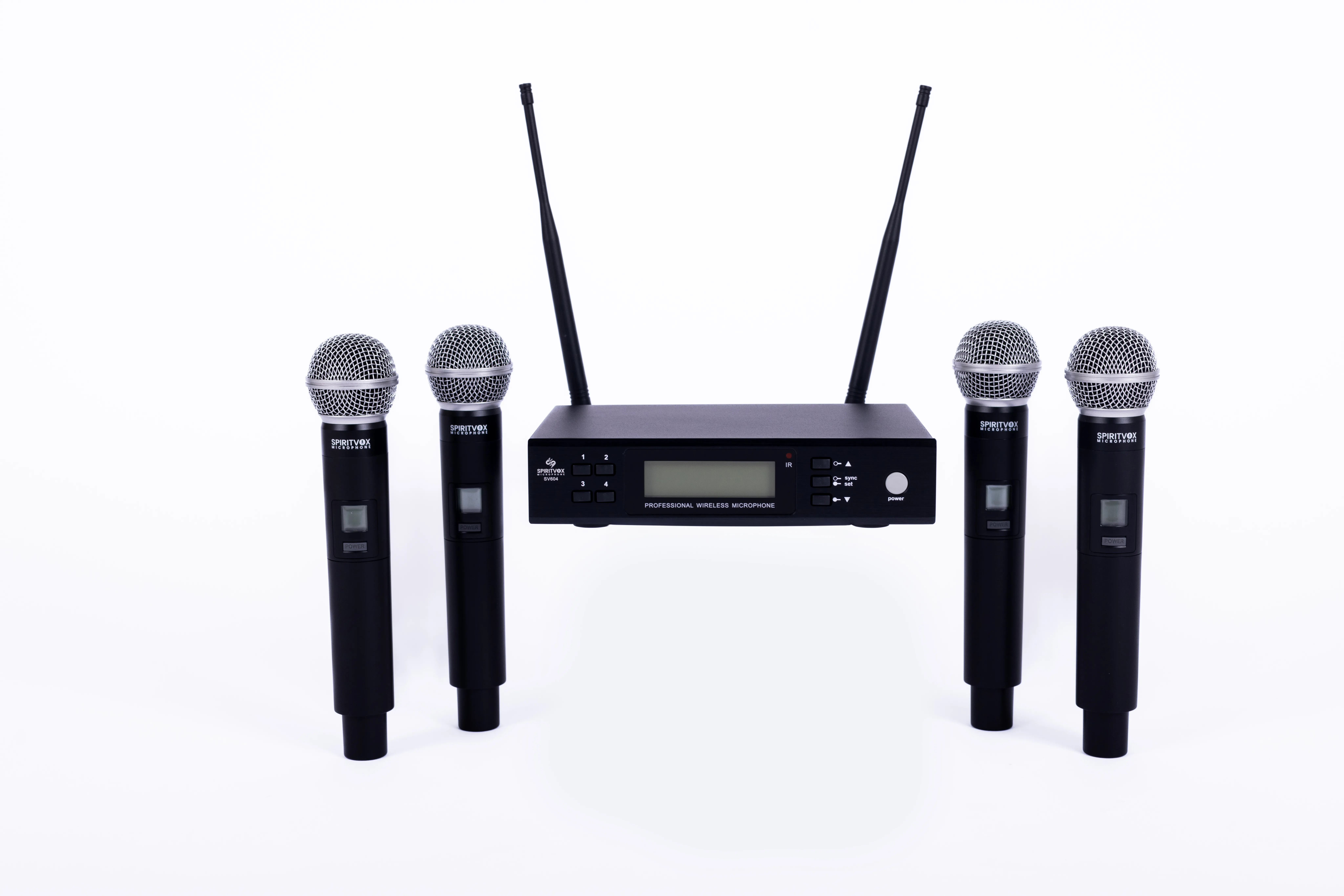 Presenters using SV-604 system during conference with four microphones