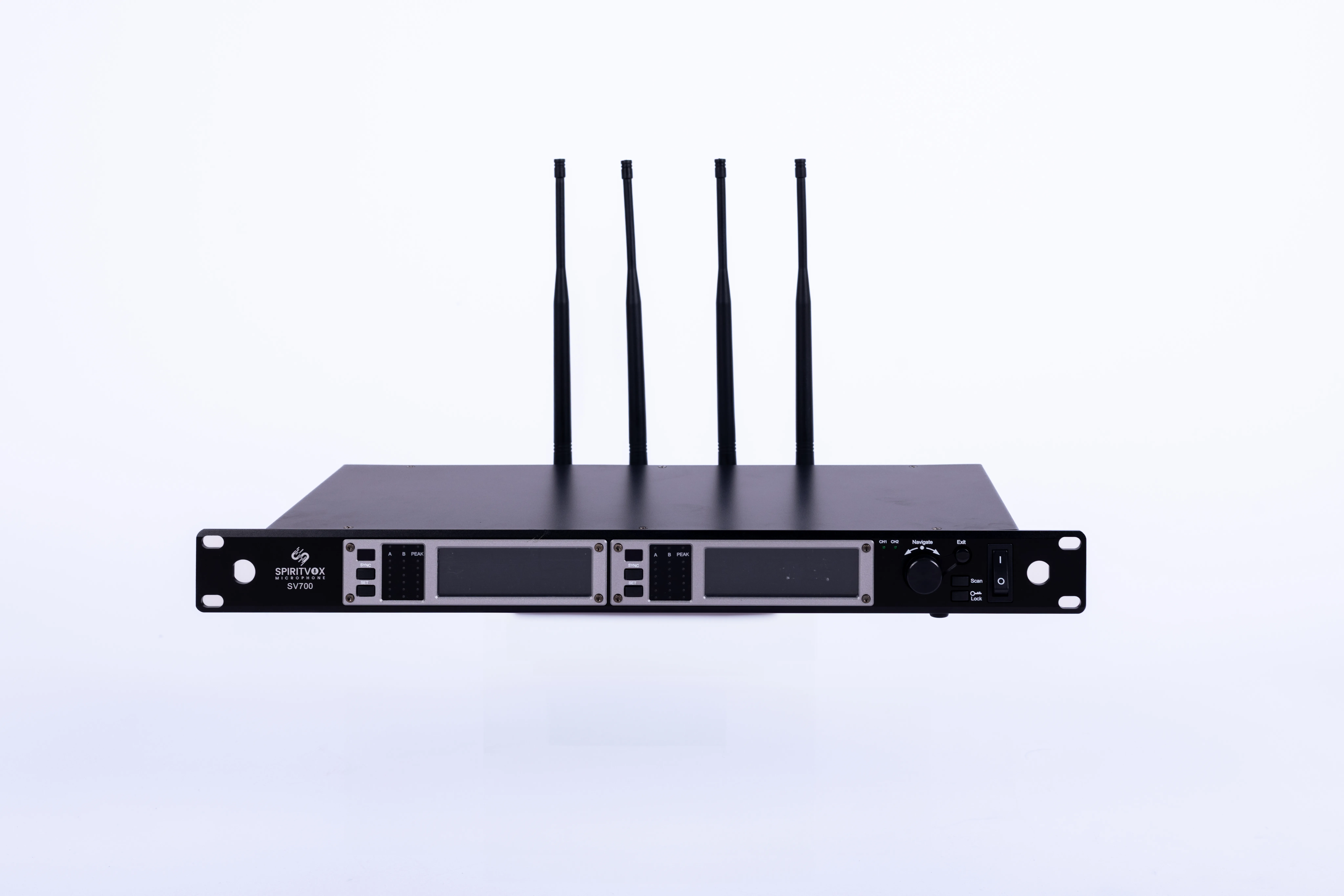 Advanced digital receiver display showing dual channel status