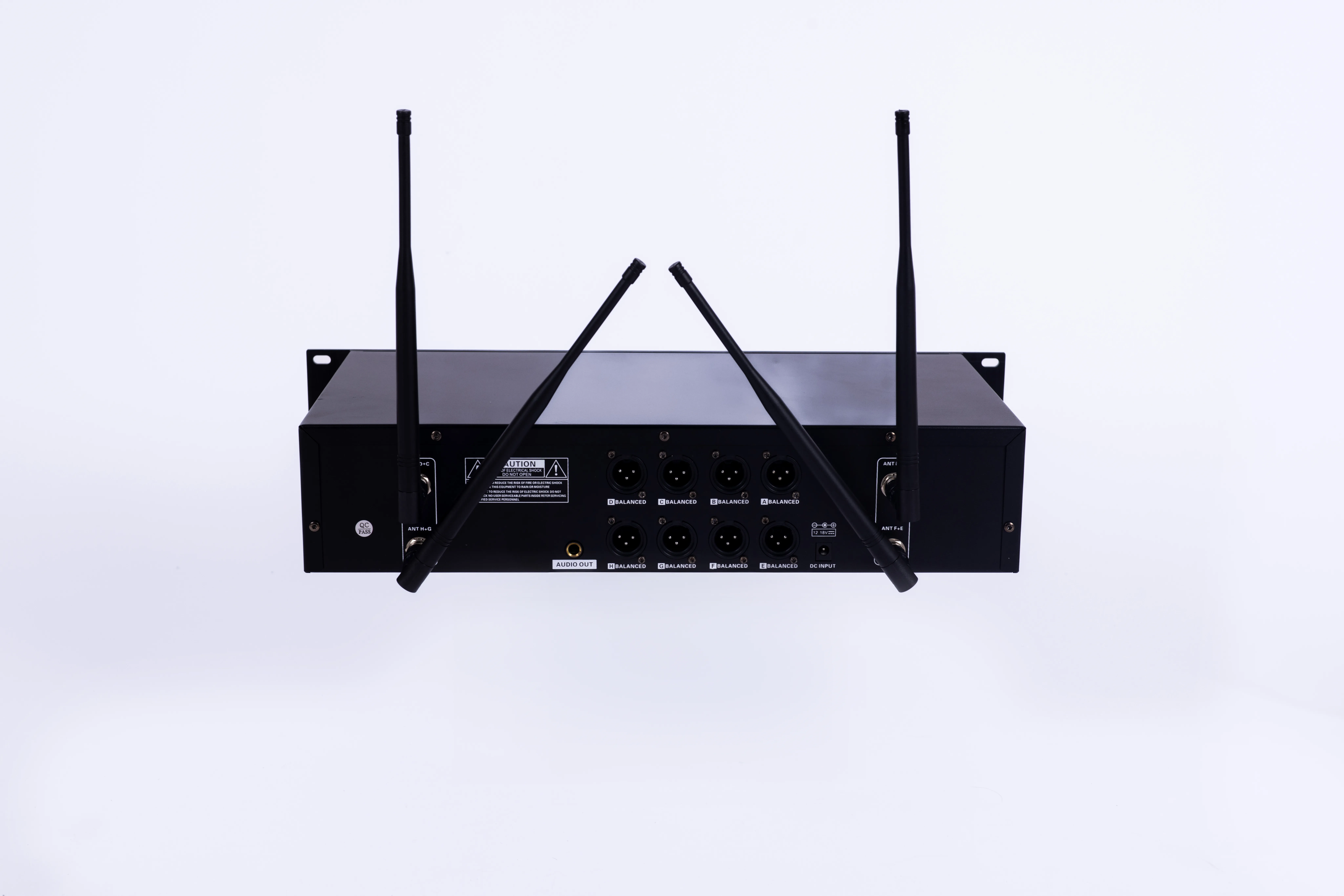 4U rackmount receiver with LCD displays for eight channels